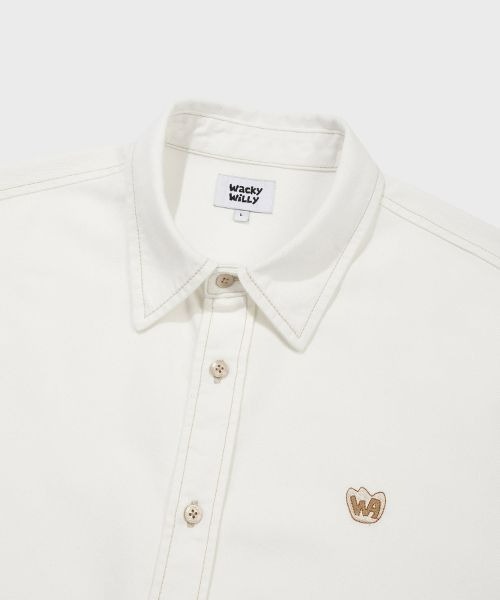 Wacky WiLLy（ワッキーウィリー）の「DENIM WASHED SHORT-SLEEVED SHIRT（Tシャツ/カットソー・メンズ・ホワイト/インディゴブルー・LARGE/MEDIUM/SMALL）」の5枚目の写真
