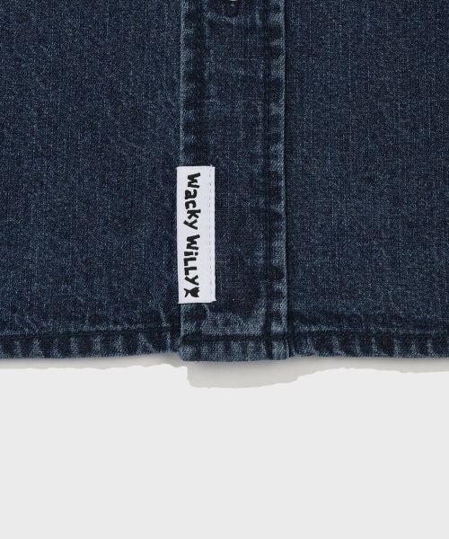 Wacky WiLLy（ワッキーウィリー）の「DENIM WASHED SHORT-SLEEVED SHIRT（Tシャツ/カットソー・メンズ・ホワイト/インディゴブルー・LARGE/MEDIUM/SMALL）」の15枚目の写真