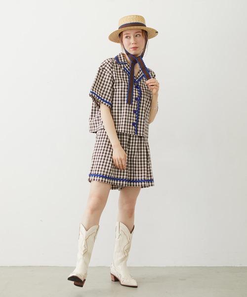 MILKFED.（ミルクフェド）の「TRIMMED RIBBON BOATER HAT（ハット・レディース・ブラウン/オフホワイト/ブラック・ONE SIZE）」の13枚目の写真