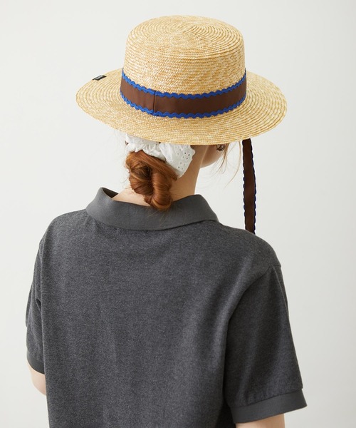 MILKFED.（ミルクフェド）の「TRIMMED RIBBON BOATER HAT（ハット・レディース・ブラウン/オフホワイト/ブラック・ONE SIZE）」の5枚目の写真