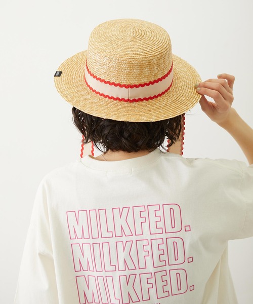 MILKFED.（ミルクフェド）の「TRIMMED RIBBON BOATER HAT（ハット・レディース・ブラウン/オフホワイト/ブラック・ONE SIZE）」の17枚目の写真