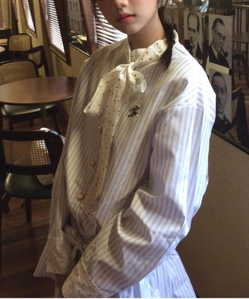 WEGO（ウィゴー）の「ドット柄ボウタイストライプシャツワンピース（シャツワンピース・レディース・サックスブルー・MEDIUM/LARGE）」の18枚目の写真