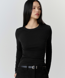 ウィメンズシアースリム長袖Tシャツ[ブラック]