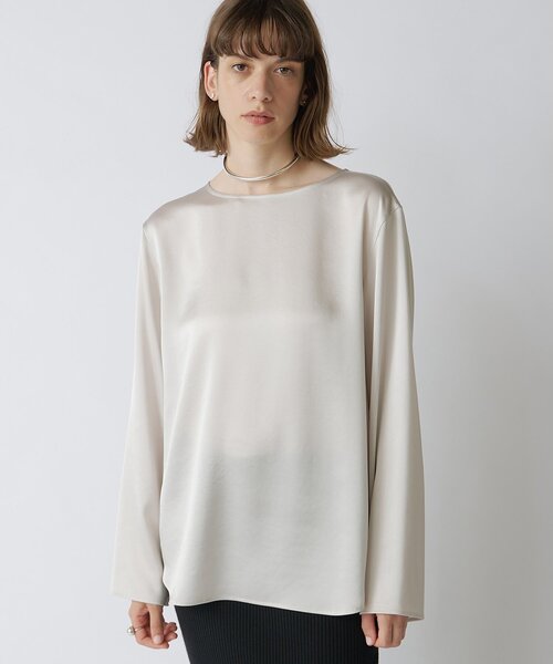 Drawing Numbers（ドローイング ナンバーズ）の「【Drawing Numbers】サテンボートブラウス（シャツ/ブラウス・レディース・ライトグレー/ホワイト/ブラック・38）」の3枚目の写真