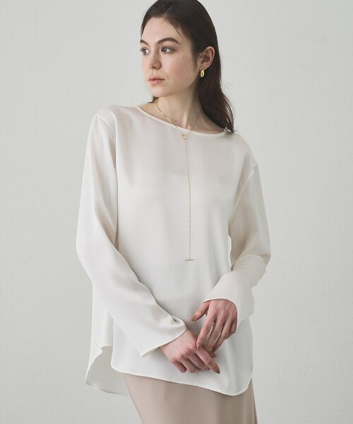 Drawing Numbers（ドローイング ナンバーズ）の「【Drawing Numbers】サテンボートブラウス（シャツ/ブラウス・レディース・ライトグレー/ホワイト/ブラック・38）」の4枚目の写真