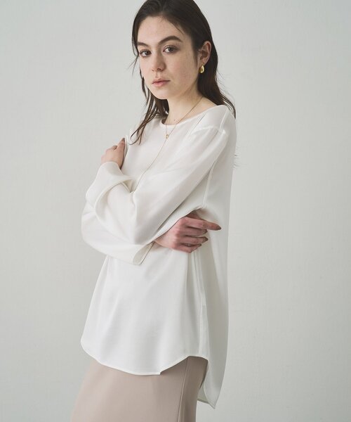 Drawing Numbers（ドローイング ナンバーズ）の「【Drawing Numbers】サテンボートブラウス（シャツ/ブラウス・レディース・ライトグレー/ホワイト/ブラック・38）」の5枚目の写真