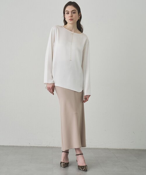 Drawing Numbers（ドローイング ナンバーズ）の「【Drawing Numbers】サテンボートブラウス（シャツ/ブラウス・レディース・ライトグレー/ホワイト/ブラック・38）」の7枚目の写真