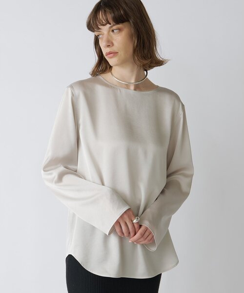 Drawing Numbers（ドローイング ナンバーズ）の「【Drawing Numbers】サテンボートブラウス（シャツ/ブラウス・レディース・ライトグレー/ホワイト/ブラック・38）」の17枚目の写真