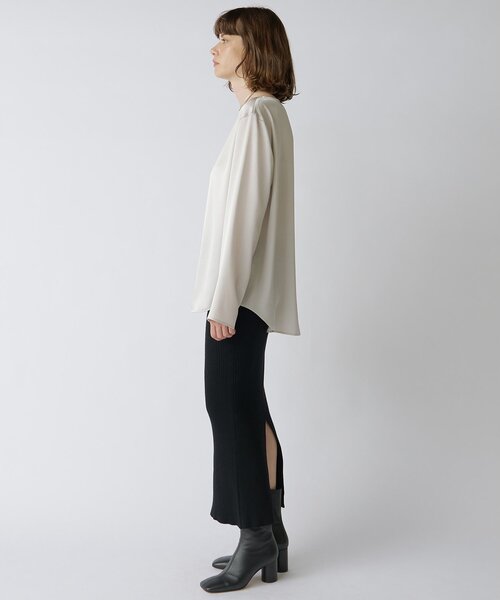 Drawing Numbers（ドローイング ナンバーズ）の「【Drawing Numbers】サテンボートブラウス（シャツ/ブラウス・レディース・ライトグレー/ホワイト/ブラック・38）」の18枚目の写真