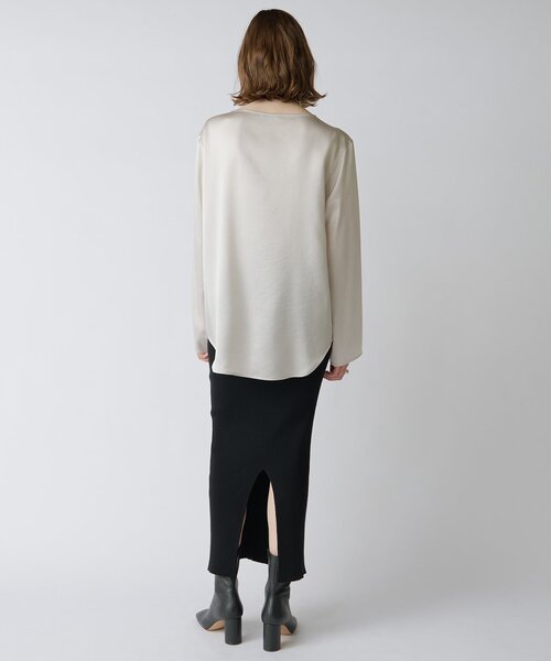 Drawing Numbers（ドローイング ナンバーズ）の「【Drawing Numbers】サテンボートブラウス（シャツ/ブラウス・レディース・ライトグレー/ホワイト/ブラック・38）」の21枚目の写真