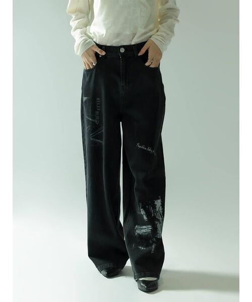 :ETHROF(イーサオブ)の「GRAPHIC STRAIGHT DENIM PANTS(デニムパンツ・レディース・オフホワイト/チャコール・FREE)」の10枚目の写真
