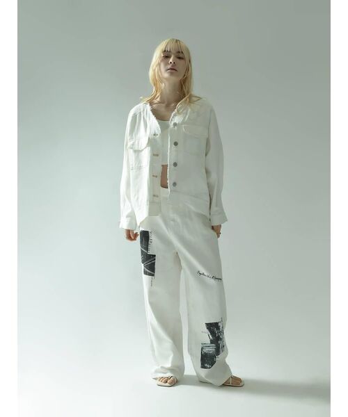 :ETHROF(イーサオブ)の「GRAPHIC STRAIGHT DENIM PANTS(デニムパンツ・レディース・オフホワイト/チャコール・FREE)」の6枚目の写真