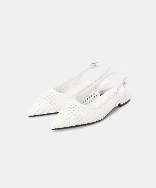 La TOTALITE（ラトータリテ）の「KOMOREBI MUSEUM/コモレビミュージアム メッシュスリングバック（パンプス・レディース・ブラック/ホワイト・23.5cm/24.5cm）」の2枚目の写真