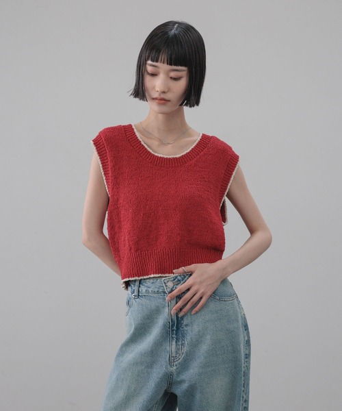 LOWRYS FARM(ローリーズファーム)の「ハイショクバックボタンベスト 638452(ベスト・レディース・グレー/ブラック/レッド/ホワイト・FREE)」の21枚目の写真