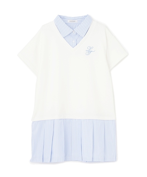 LOVETOXIC(ラブトキシック)の「レイヤード風ワンピース(ワンピース・キッズ・アイボリー/ネイビー/トップグレー・S:140cm/M:150cm/L:160cm)」の13枚目の写真