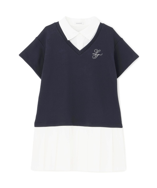 LOVETOXIC(ラブトキシック)の「レイヤード風ワンピース(ワンピース・キッズ・アイボリー/ネイビー/トップグレー・S:140cm/M:150cm/L:160cm)」の15枚目の写真