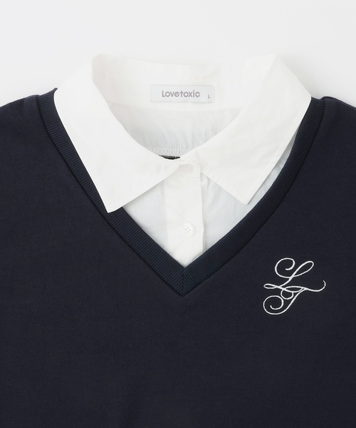 LOVETOXIC(ラブトキシック)の「レイヤード風ワンピース(ワンピース・キッズ・アイボリー/ネイビー/トップグレー・S:140cm/M:150cm/L:160cm)」の17枚目の写真