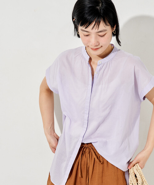 FREAK'S STORE(フリークスストア)の「インドボイル フレンチスリーブブラウス(シャツ/ブラウス・レディース・ブルー/オフホワイト/ブラック/その他2/ラベンダー・フリ-)」の4枚目の写真