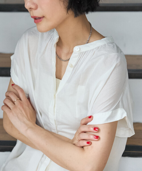 FREAK'S STORE(フリークスストア)の「インドボイル フレンチスリーブブラウス(シャツ/ブラウス・レディース・ブルー/オフホワイト/ブラック/その他2/ラベンダー・フリ-)」の1枚目の写真