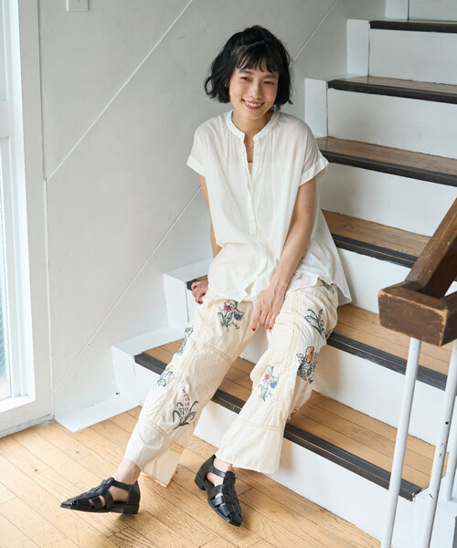 FREAK'S STORE(フリークスストア)の「インドボイル フレンチスリーブブラウス(シャツ/ブラウス・レディース・ブルー/オフホワイト/ブラック/その他2/ラベンダー・フリ-)」の9枚目の写真