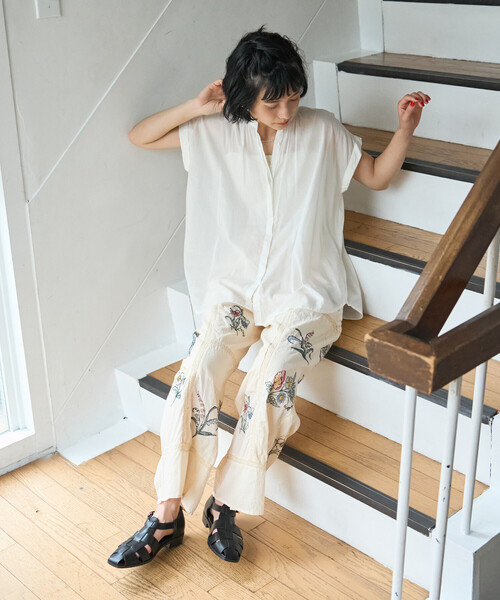 FREAK'S STORE(フリークスストア)の「インドボイル フレンチスリーブブラウス(シャツ/ブラウス・レディース・ブルー/オフホワイト/ブラック/その他2/ラベンダー・フリ-)」の10枚目の写真