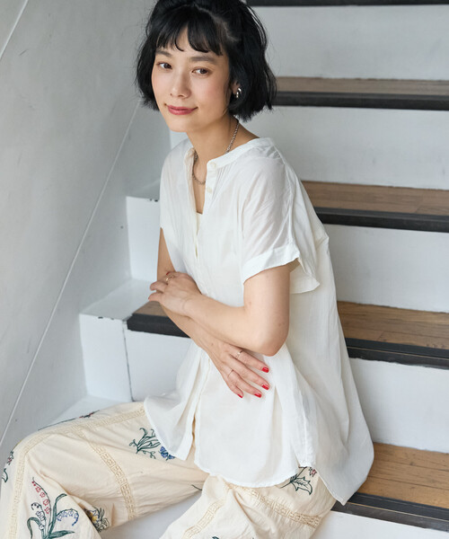 FREAK'S STORE(フリークスストア)の「インドボイル フレンチスリーブブラウス(シャツ/ブラウス・レディース・ブルー/オフホワイト/ブラック/その他2/ラベンダー・フリ-)」の12枚目の写真