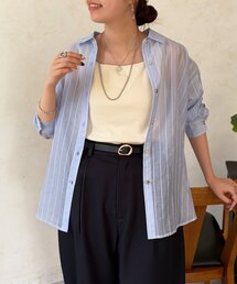 Chez toi | 【程よい透け感】シアーストライプシャツ(シャツ/ブラウス)