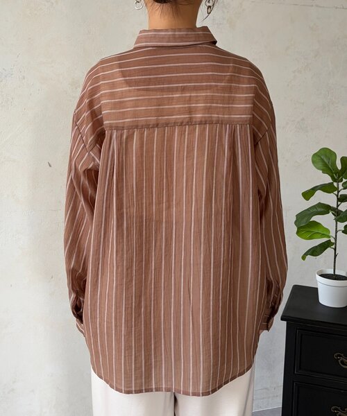 Chez toi（シェトワ）の「【程よい透け感】シアーストライプシャツ（シャツ/ブラウス・レディース・サックスブルー/ホワイト/ブラウン・FREE）」の18枚目の写真