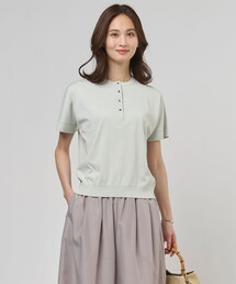 COOL MINT COTTON POLYESTER ヘンリーネック ニット プルオーバー