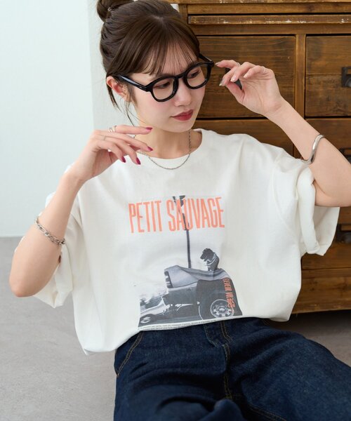 DISCOAT(ディスコート)の「アソートアニマルフォトTシャツ(Tシャツ/カットソー・レディース・サックスブルー/チャコールグレー/オフホワイト・FREE)」の2枚目の写真