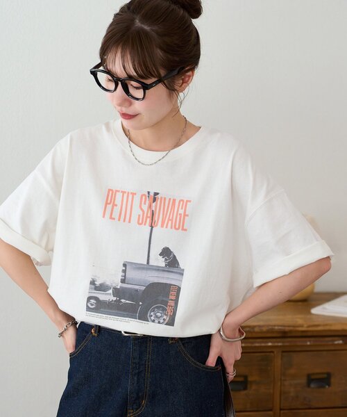 DISCOAT(ディスコート)の「アソートアニマルフォトTシャツ(Tシャツ/カットソー・レディース・サックスブルー/チャコールグレー/オフホワイト・FREE)」の5枚目の写真