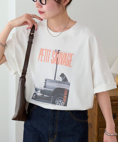 DISCOAT(ディスコート)の「アソートアニマルフォトTシャツ(Tシャツ/カットソー・レディース・サックスブルー/チャコールグレー/オフホワイト・FREE)」の6枚目の写真