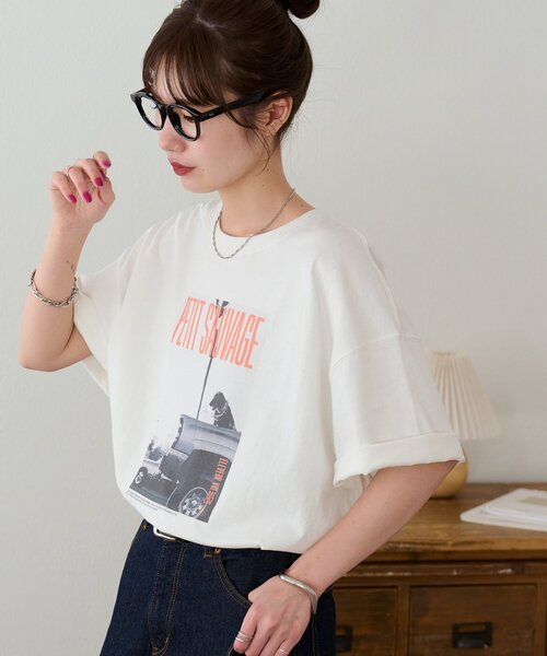 DISCOAT(ディスコート)の「アソートアニマルフォトTシャツ(Tシャツ/カットソー・レディース・サックスブルー/チャコールグレー/オフホワイト・FREE)」の8枚目の写真