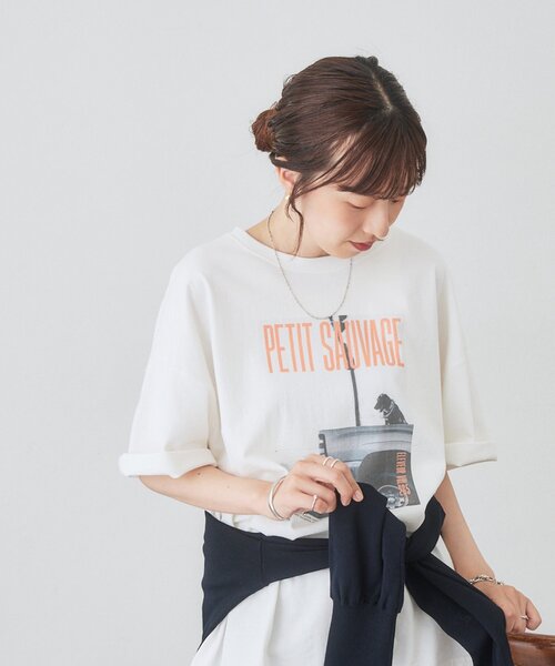 DISCOAT(ディスコート)の「アソートアニマルフォトTシャツ(Tシャツ/カットソー・レディース・サックスブルー/チャコールグレー/オフホワイト・FREE)」の13枚目の写真