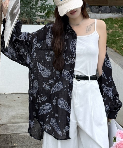 Aelina(エリナ)の「刺繍パンチングレースシャツ(シャツ/ブラウス・レディース・ホワイト/ピンク/グリーン/パープル/ブルー/ブラック・FREE)」の14枚目の写真