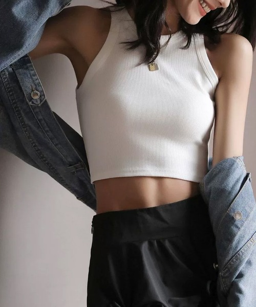 IRADOWL（アイラドール）の「アメスリショート丈タンクトップ（タンクトップ・レディース・ブラック/ダークグレー/ホワイト・FREE）」の2枚目の写真