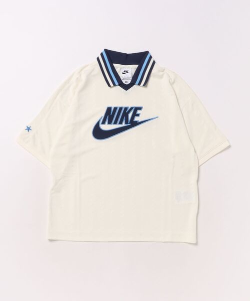 NIKE(ナイキ)の「NIKE ナイキ K CLN JERSEY SS TOP ショートスリーブ IQ0435 047SFTPRL/MNNAV(Tシャツ/カットソー・キッズ・ホワイト・160cm/150cm/140cm/130cm)」の1枚目の写真