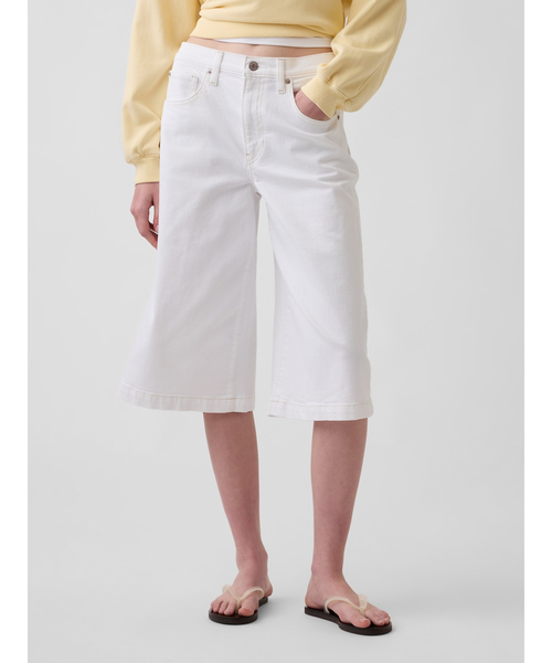 セール】ハイライズ キュロットデニム ホワイト(デニムパンツ)|GAP セール】ハイライズ キュロットデニム ホワイト(デニムパンツ)|GAP