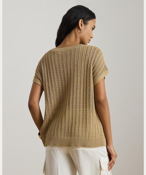 LAUREN RALPH LAUREN(ローレン ラルフ ローレン)の「コットンブレンド メッシュ ショートスリーブ セーター(ニット/セーター・レディース・ブラウン系6・M/XXS)」の4枚目の写真