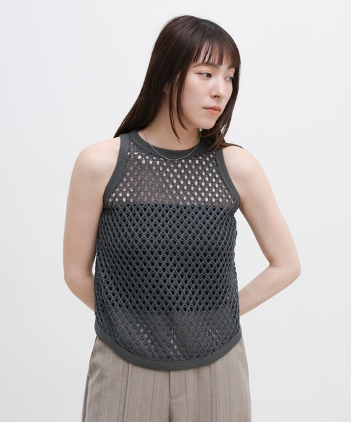 select MOCA（セレクトモカ）の「メッシュアメスリタンクトップ（タンクトップ・レディース・チャコールグレー/ブラウン/アイボリー・FREE）」の15枚目の写真