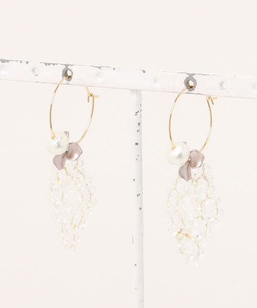 tone(トーン)の「【popochi】上品 ビーズパール フープピアス くすみ 大人アクセサリー(MA)(ピアス(両耳用)・レディース・ホワイト系/ゴールド系/ゴールド系2/ゴールド系3・FREE)」の2枚目の写真