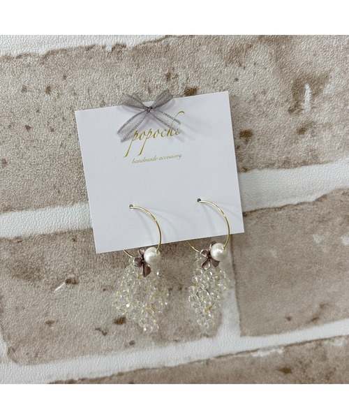 tone(トーン)の「【popochi】上品 ビーズパール フープピアス くすみ 大人アクセサリー(MA)(ピアス(両耳用)・レディース・ホワイト系/ゴールド系/ゴールド系2/ゴールド系3・FREE)」の5枚目の写真