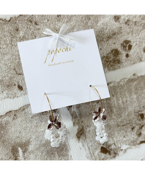 tone(トーン)の「【popochi】上品 ビーズパール フープピアス くすみ 大人アクセサリー(MA)(ピアス(両耳用)・レディース・ホワイト系/ゴールド系/ゴールド系2/ゴールド系3・FREE)」の9枚目の写真