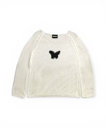 Butterfly Sheer Open Knit Top (Ivory)