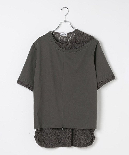 LEPSIM(レプシィム)の「ワンショルレイヤードチュニックSS 670942(Tシャツ/カットソー・レディース・ブラック/チャコールグレー/ホワイト・FREE)」の1枚目の写真