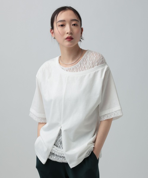 LEPSIM(レプシィム)の「ワンショルレイヤードチュニックSS 670942(Tシャツ/カットソー・レディース・ブラック/チャコールグレー/ホワイト・FREE)」の4枚目の写真