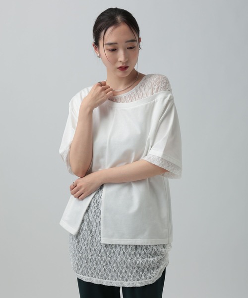 LEPSIM(レプシィム)の「ワンショルレイヤードチュニックSS 670942(Tシャツ/カットソー・レディース・ブラック/チャコールグレー/ホワイト・FREE)」の6枚目の写真