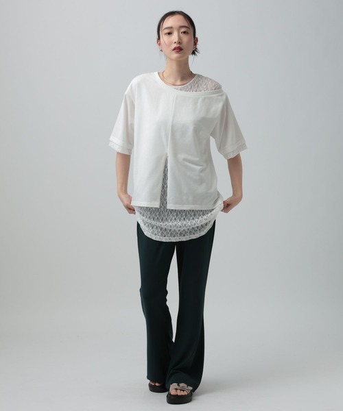 LEPSIM(レプシィム)の「ワンショルレイヤードチュニックSS 670942(Tシャツ/カットソー・レディース・ブラック/チャコールグレー/ホワイト・FREE)」の7枚目の写真