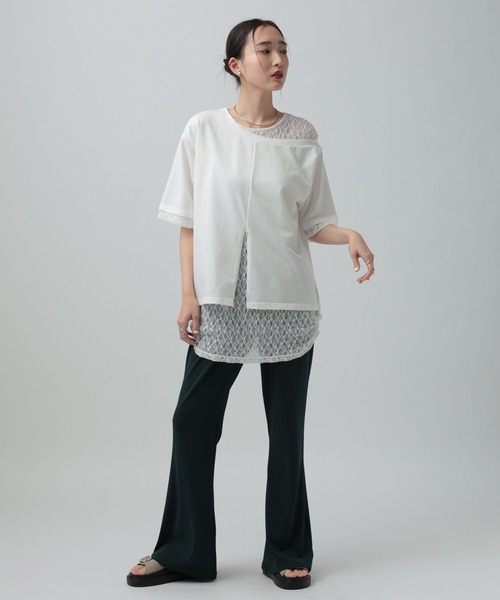 LEPSIM(レプシィム)の「ワンショルレイヤードチュニックSS 670942(Tシャツ/カットソー・レディース・ブラック/チャコールグレー/ホワイト・FREE)」の8枚目の写真