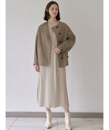 Washed Cotton Oversized Jacket - KHAKI